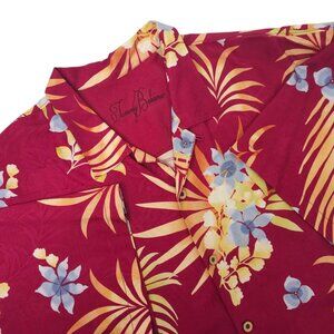 Tommy Bahama Floral Hawaiian Silk Shirt READ Mens XXL Resort Wear Button Front